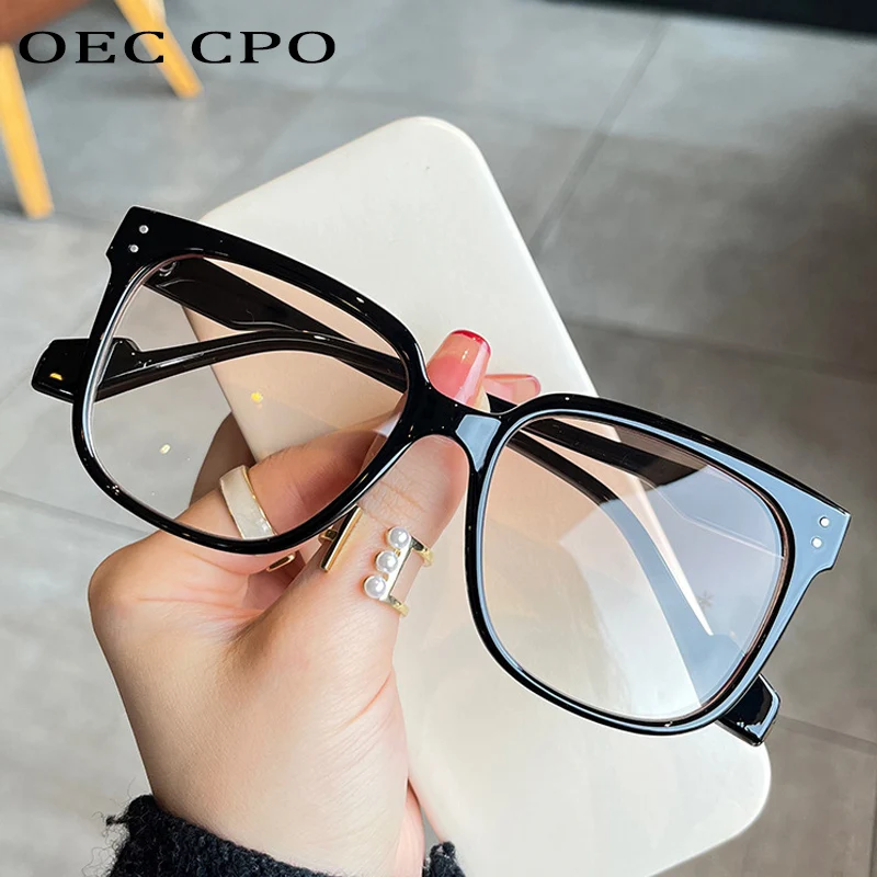 OEC CPO Square Goggles Sunglasses Women Fashion Oversized Punk Glasses Men Trendy Yellow Colors Shades Driving UV400 Eyewear