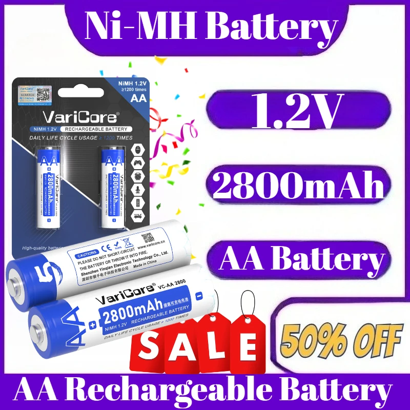 

1.2V 2800mAh AA Rechargeable Battery aa Ni-MH Battery Rechargeable Battery