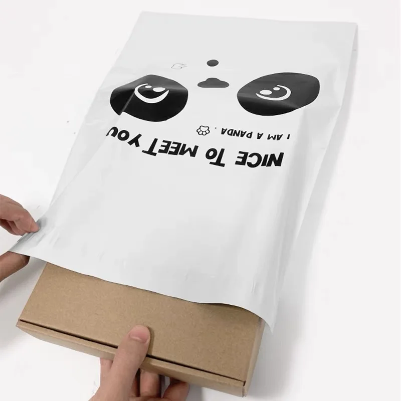 25x35cm/28x42cm White Poly Express Envelope Nice To Meet You Courier Bag Cute Panda Printed Shipping Mailing Bags Gift Package