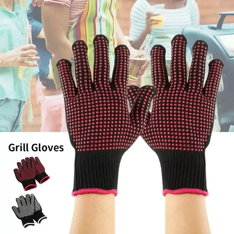 One Piece BBQ Gloves High Temperature Resistance Oven Mitts 500 800 Degrees Fireproof Barbecue Heat Insulation Microwave Gloves