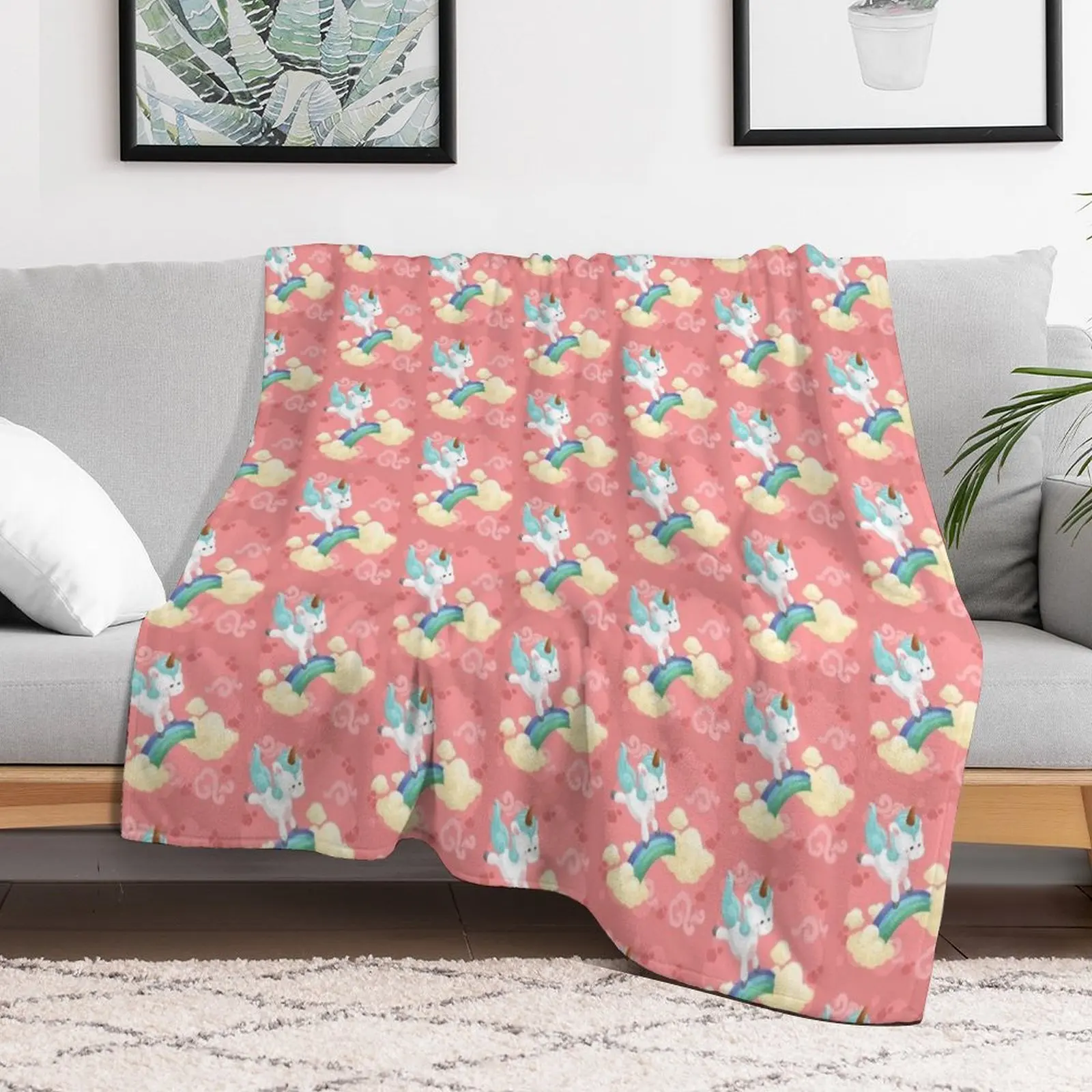 

Unicorn Jump Over the Rainbow Throw Blanket For Decorative Sofa warm for winter Decoratives Blankets