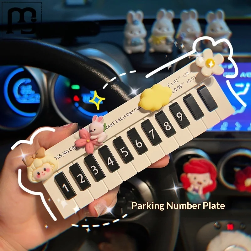 Piano Shaped Car Temporary Parking Sign, Musical Key Dashboard Phone Number Holder, Hidden Privacy Design, Creative Interior Car