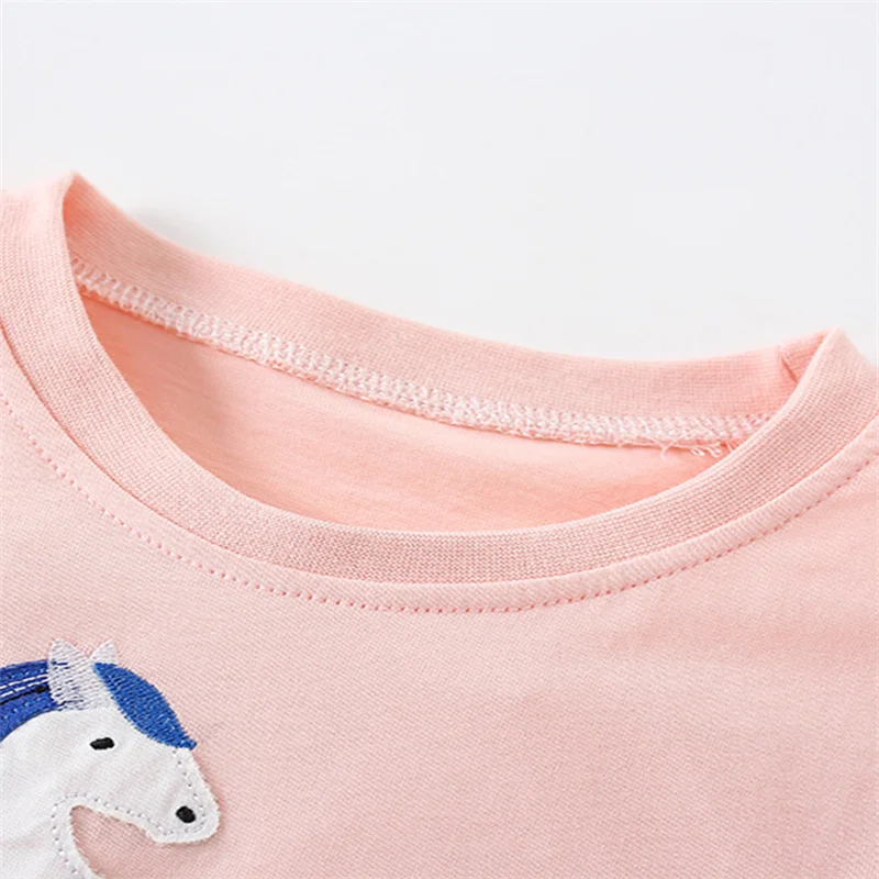 Jumping Meters New Arrival Ice Cream Embroidery Hot Selling Cotton Summer Girls Tshirts Baby Clothes Children\'s Tees Tops