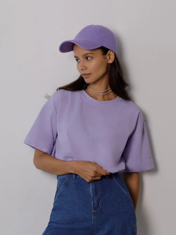 Bornladies 2025 Damen Sommer 100% Baumwolle T-Shirt Basic Modisches Einfarbiges Kurzarm-Oberteil für Damen – Detail 11