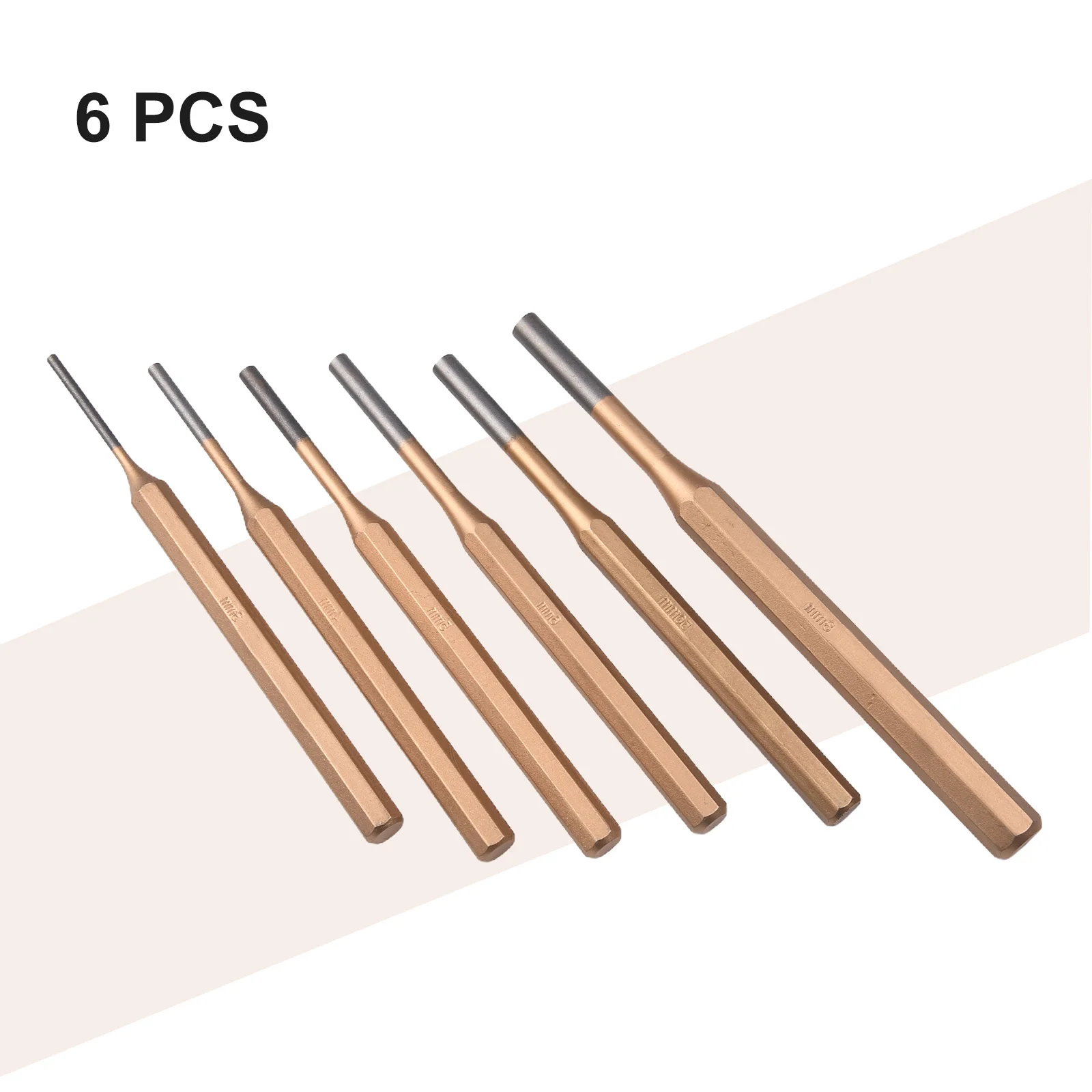 

6pcs Cylindrical Punch Chisel 3mm 4mm 5mm 6mm 7mm 8mm Cylindrical Punch Chisel CR-MN Percussion Punch Needle Fitter Hand Tools