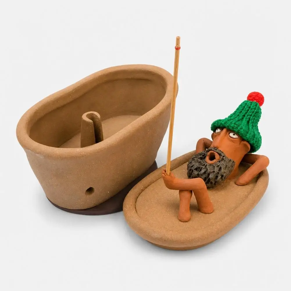 Funny Bath Man Incense Burner Handmade Ceramic Incense Burner Aromatherapy Incense Holder Home Ornament Creative Festival Gift