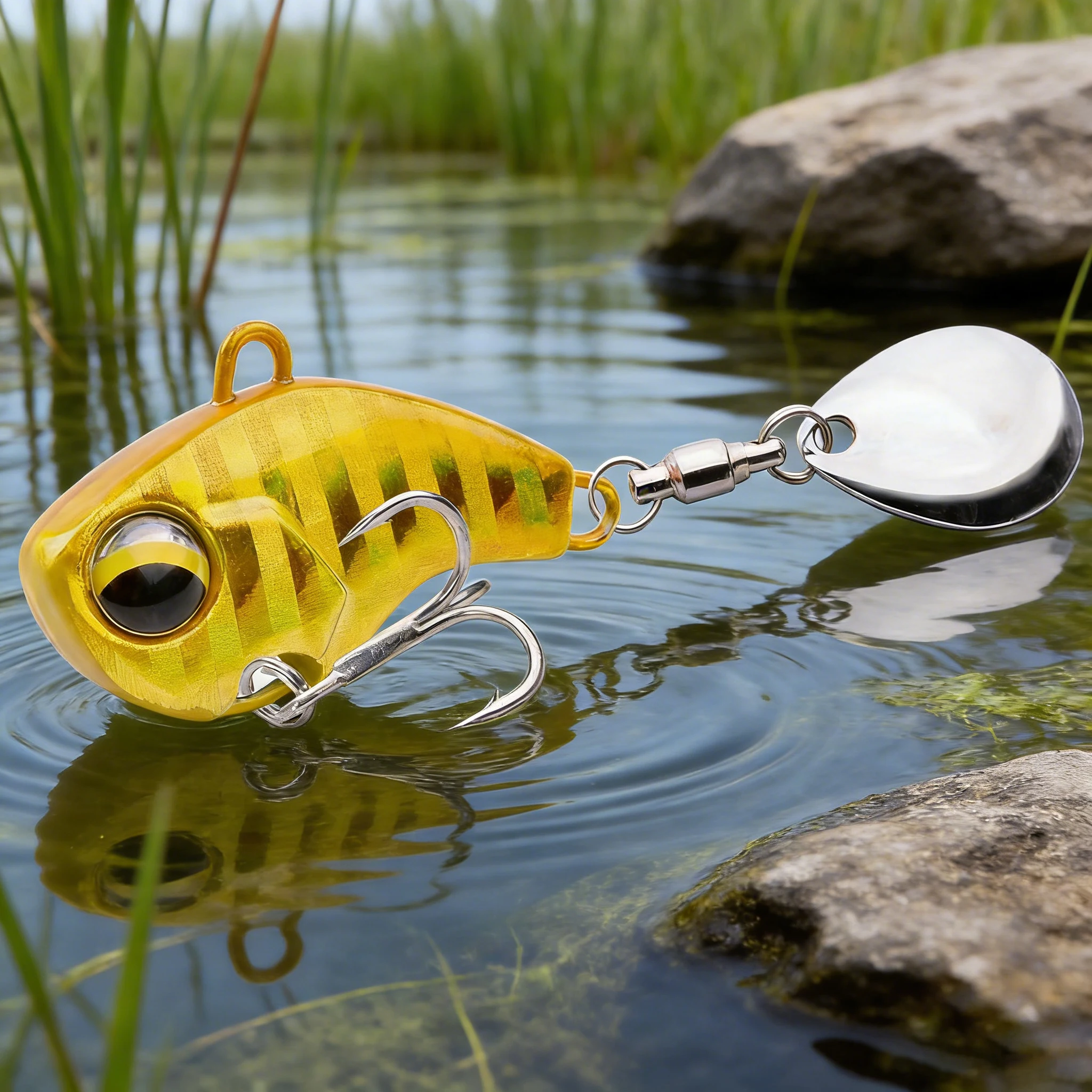 Neue Ankunft 1 stücke 6g/14g/26g Metall VIB Angeln Locken Spinner Sinking Rotierenden Löffel pin Crankbait Pailletten Köder Angelgerät – Detail 2