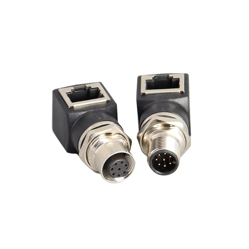 M12 To RJ45 Ethernet 4 P D-Type 8 Pin A-Type Female Ethernet Industrial Grade Network Cable Adapter IP67