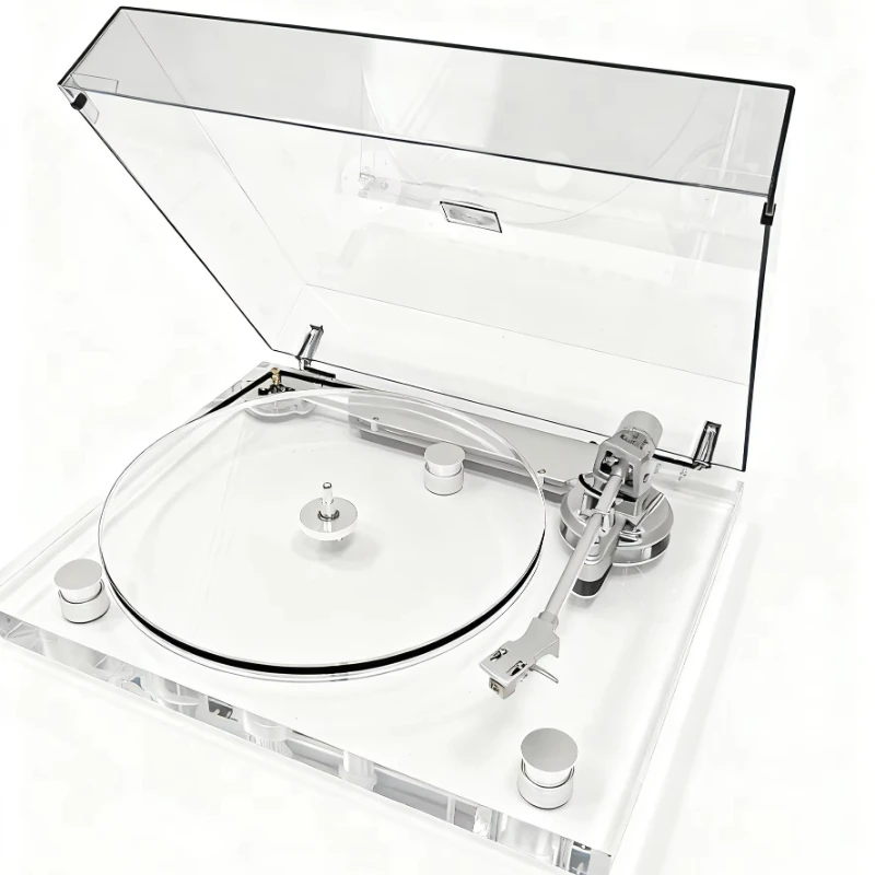 Artistic simple transparent tray bluetooth high fidelity audio luxury transparent acrylic professional turntable vinyl record