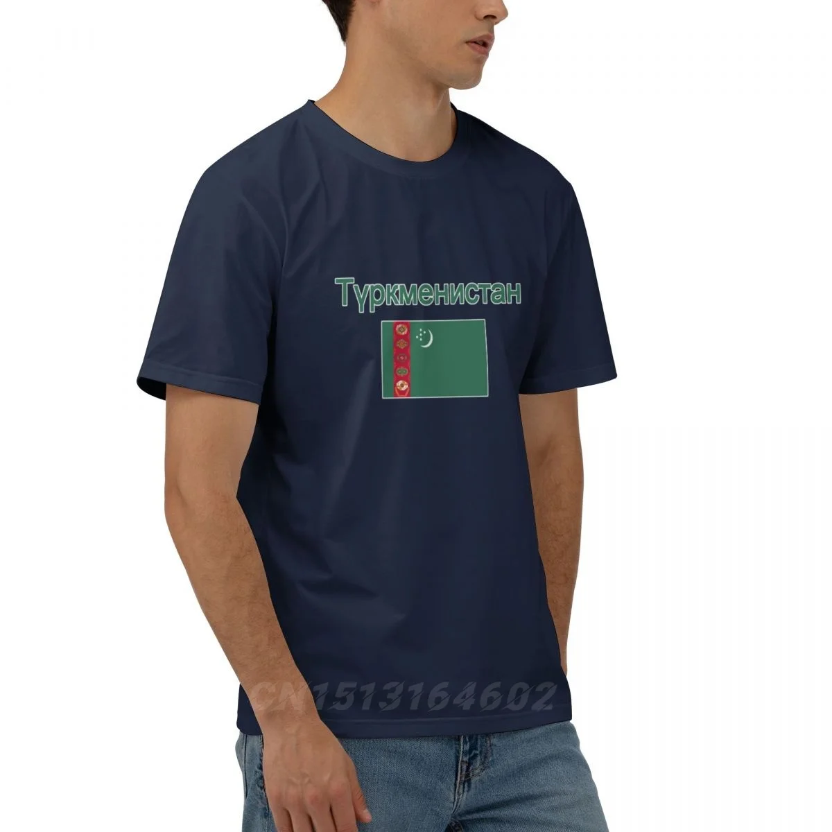 100% Cotton Turkmenistan Flag With Letter Design Short Sleeve T shirts Men Women Unisex Clothing T-Shirt Tops Tees 5XL