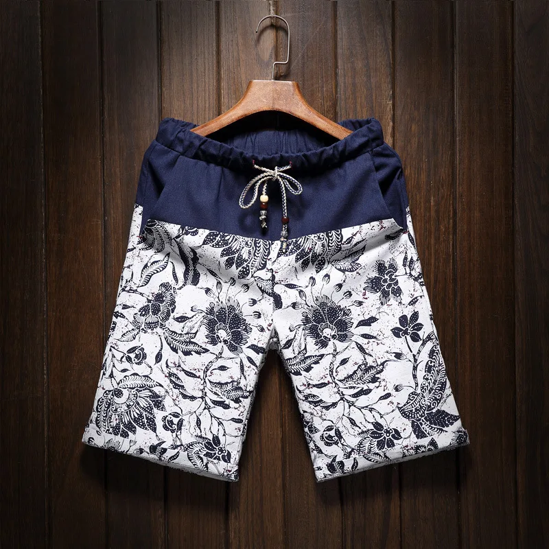 2023 Summer New Men's Bermuda Shorts Loose Comfortable Straight Floral Hawaiian Casual Comfortable Linen Shorts Men Brand