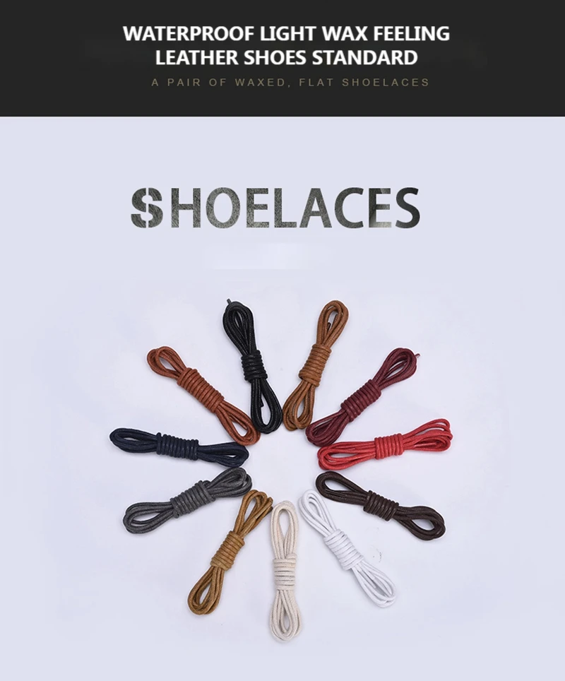 1 Paar wasserdichte Leder-Schnürsenkel, rund, gewachste Schnürsenkel, Sneakers, Stiefel, Schnürsenkel, Seil, 80 cm/100 cm/120 cm/140 cm/160 cm – Detail 2