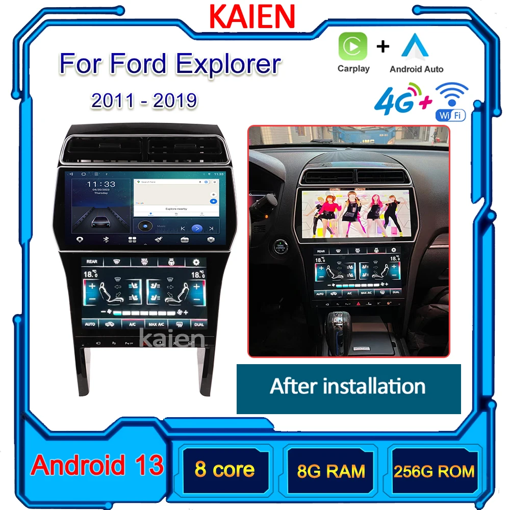 

12.3 Inch Vertical Screen For Ford Explorer 2011-2019 Car play Android 13 Auto Navigation GPS Stereo Video Car Radio DVD Player