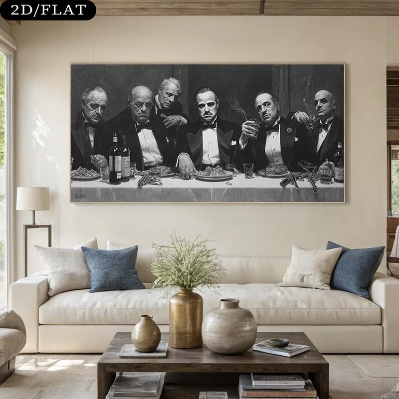 1pc frameless Canvas Painting 2D Flat Extra Large The Godfather Canvas Wall Art Prints, Unframed Modern Canvas Prints for Living