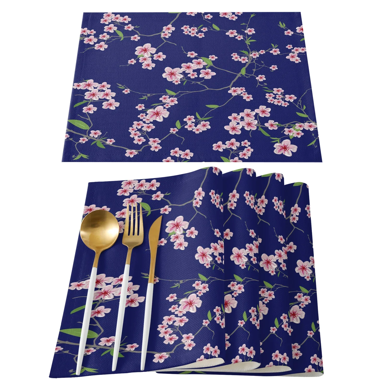 Japanese Cherry Blossom Pattern Table Mat Kitchen Decoration Placemat Table Napkin For Wedding Dining Accessories Table Mat