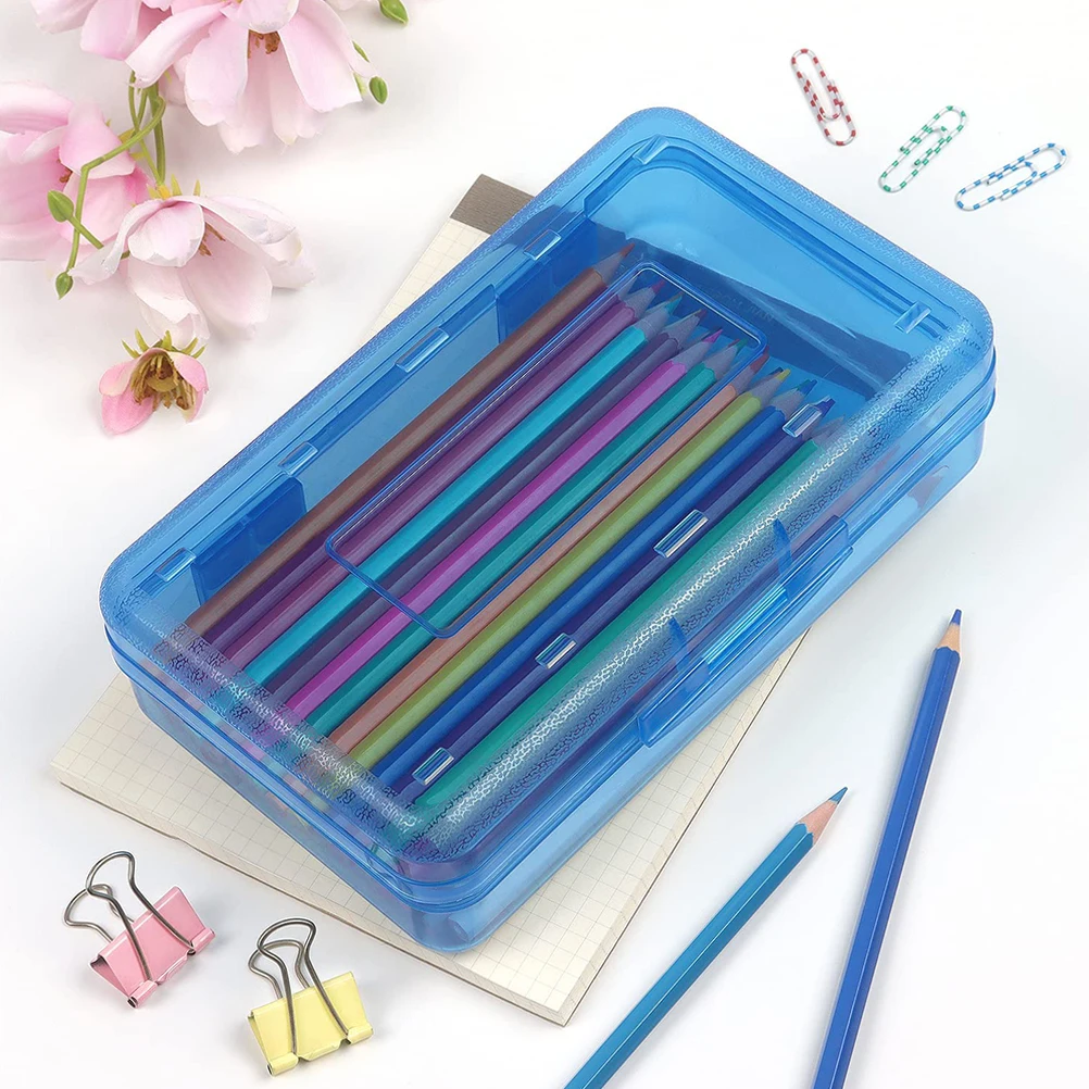 

Transparent Pencil Box Plastic Pen Case Large Capacity Cute Kids School Supplies Storage Solution Stationery Organizer