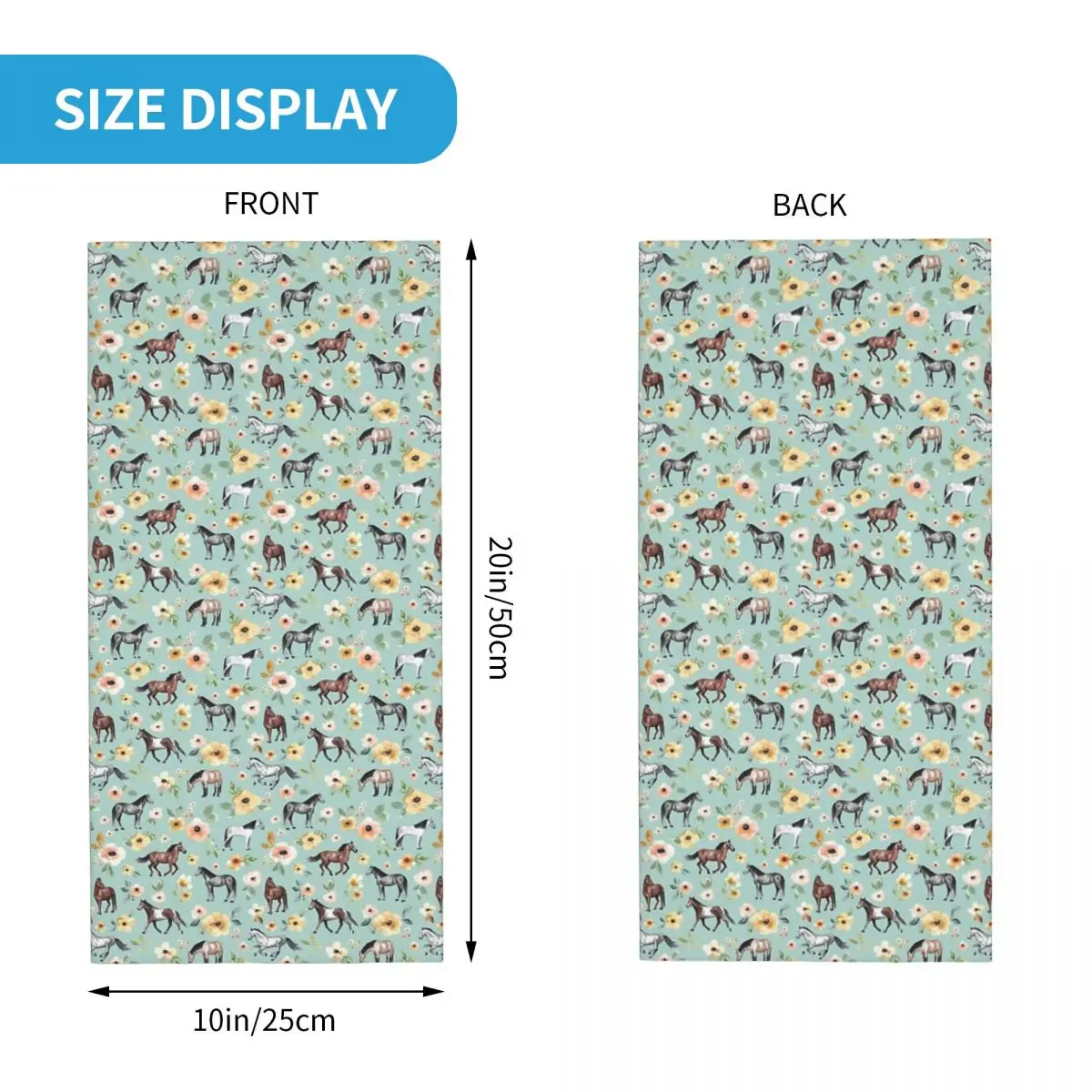 Horses With Flowers Bandana Neck Cover Printed Wrap Scarf Multi-use Cycling Scarf Running Unisex Adult Breathable