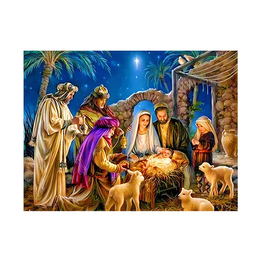 A Family Under The Moon Cross Stitch Kit DIY Set Living Room Decoration Painting Hanging Painting New Crafts Handmade Embroidery