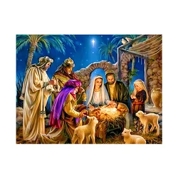 A Family Under The Moon Cross Stitch Kit DIY Set Living Room Decoration Painting Hanging Painting New Crafts Handmade Embroidery