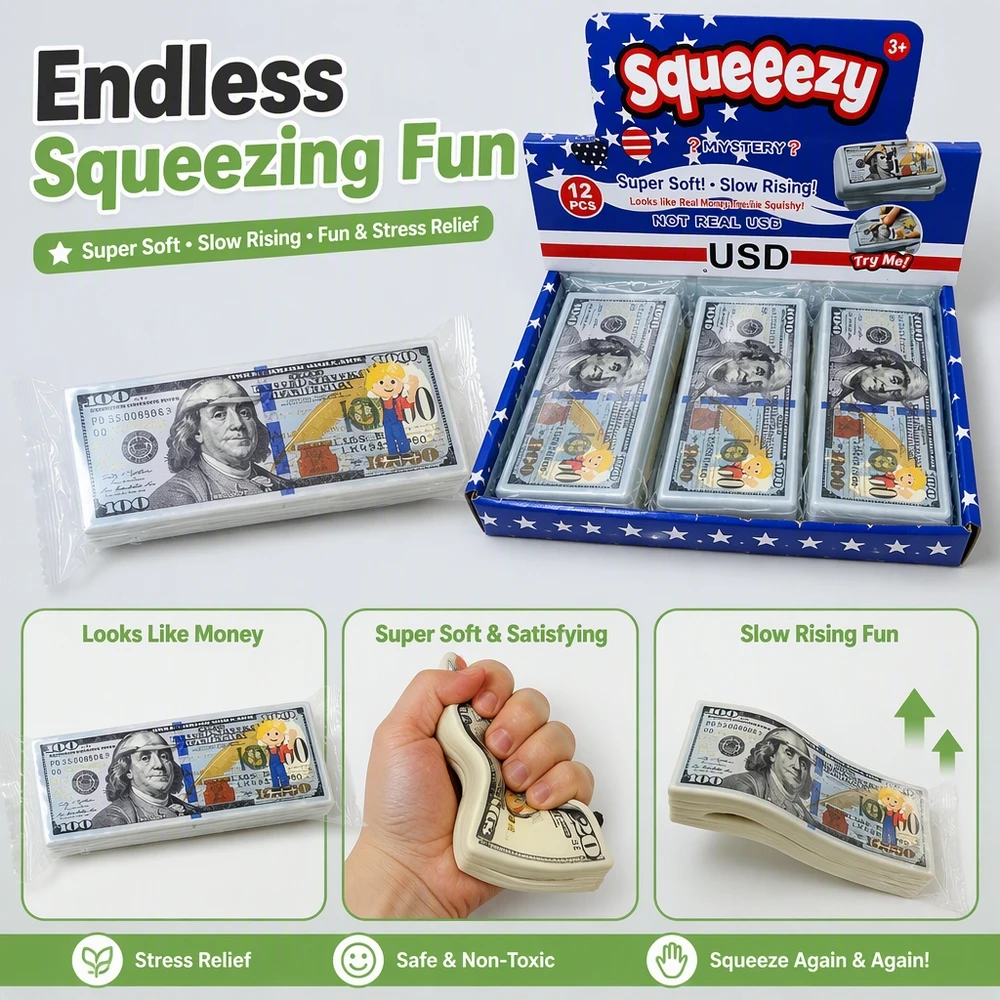 Dollar Squeeze Toy Ultimate Stress Relief and Frustration Release Fun Sensory Fidget Anxiety Ball for Travel Commute