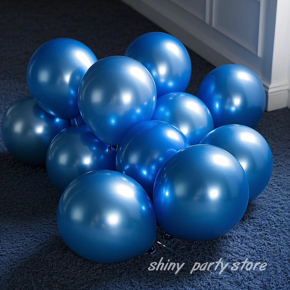 

10/20pcs Metal Latex Balloons Blue Chrome Glossy Metallic Ballons Rose Glod Silver Globos Birthday Party Event Christmas Decor