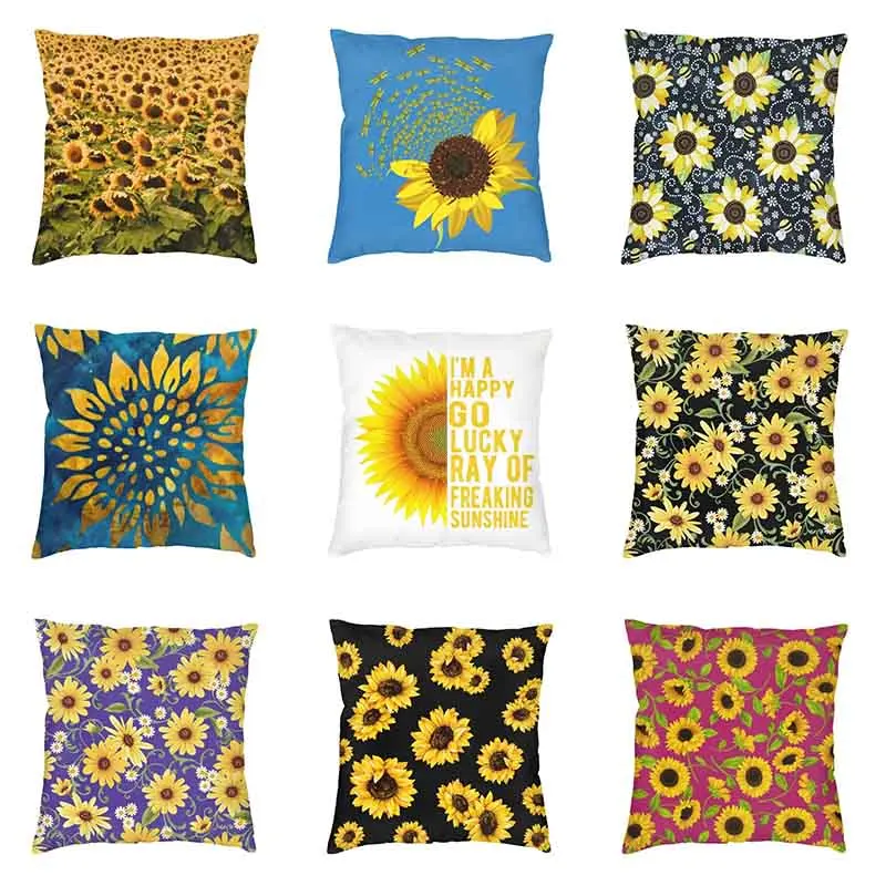 Home Decoration Pillowcase Simple Abstract Chrysanthemum Pattern Print Home Office Sofa Luxury Cushion Cover