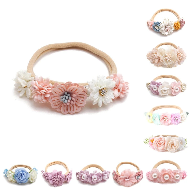 FOCUSNORM 11 Style Baby Girls Boys Princess Headbands Soft Elastic Flower Head Wraps Photo Props Hair Accessories for Infant