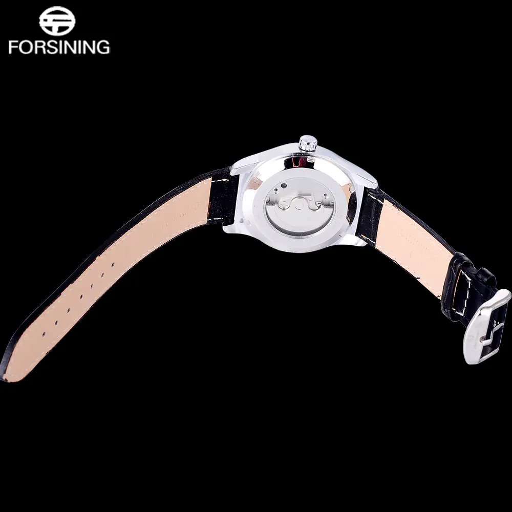 FORSINING china brand woman watches fashion Quartz skeleton Wristwatches white case blue point unisex watch leather strap