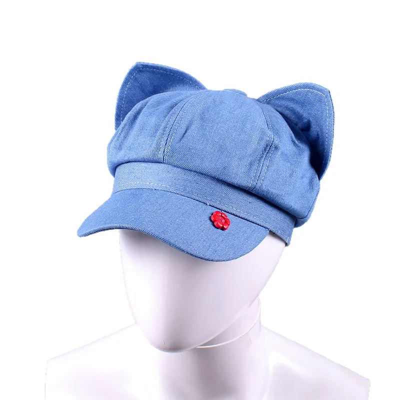 

MiSide Crazy Mita Cosplay Cute Cat Ear Sweet Octagonal Hat Role-playing Blue Beret Women Beret Cap Tweed Outdoor