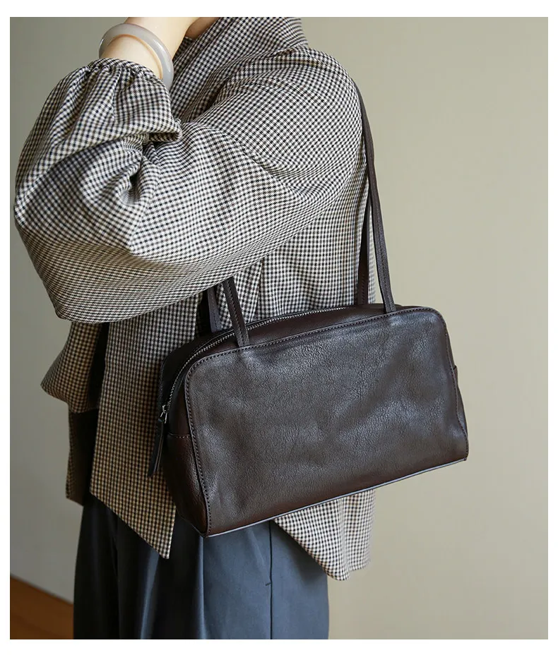 Lässige Designer-Handtasche aus weichem, echtem Leder, Damen-Umhängetasche, modisch, schlicht, luxuriös, aus echtem Rindsleder, Damen-Unterarmtasche – Detail 14