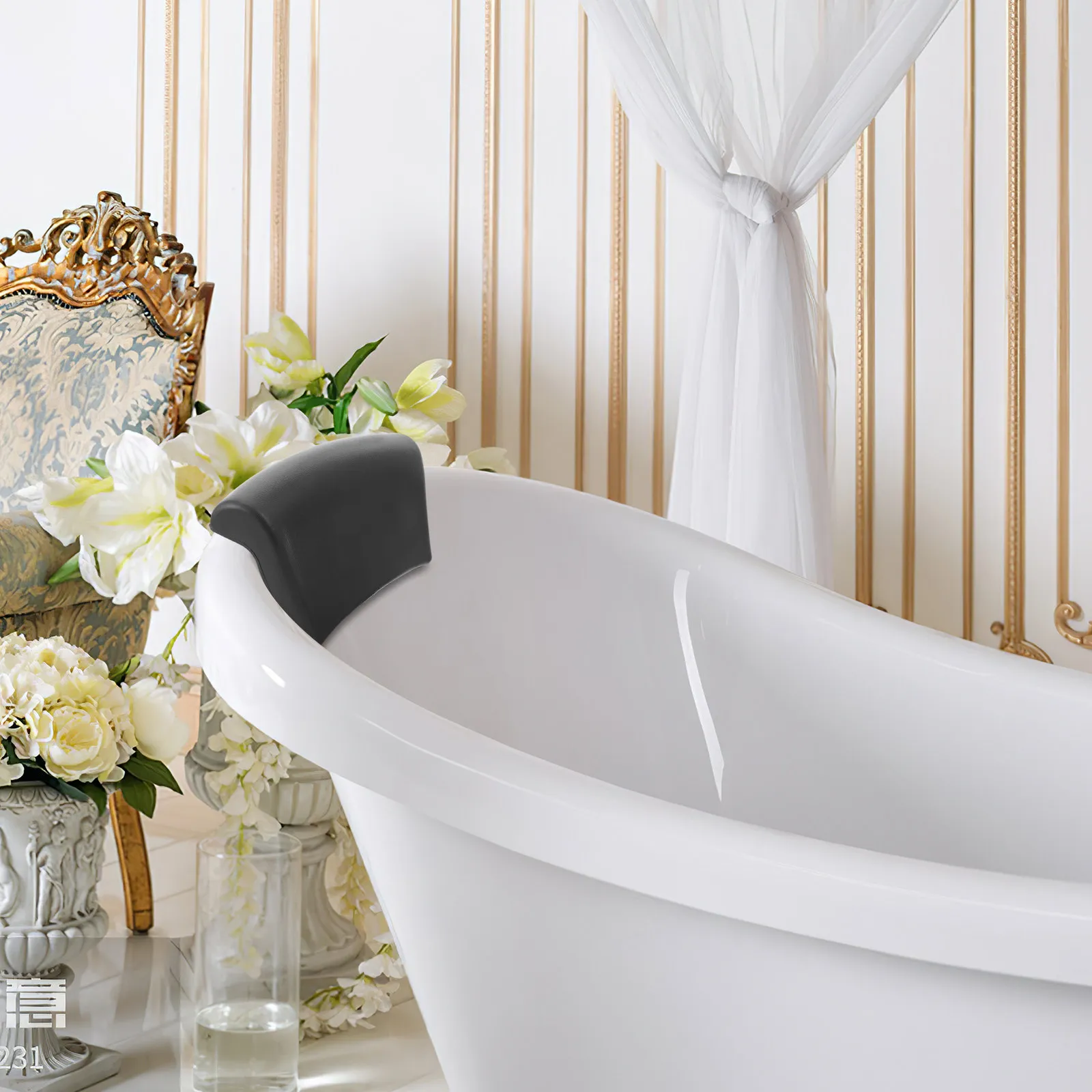 

Non-Slip Bath Pillow for Bathtub PU Material Tub Pillow with Suction Cups Head Neck Support Comfortable Easy Install for Adults