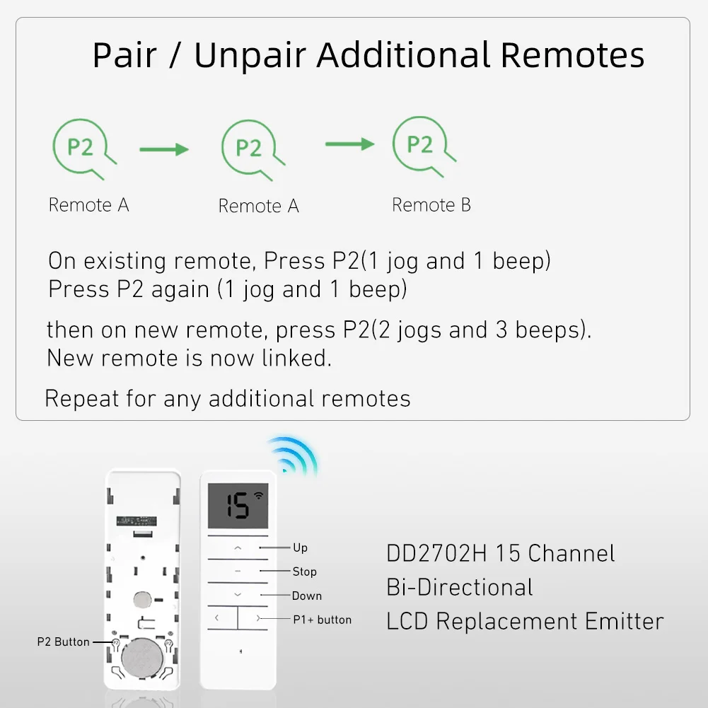 DD2702H 15 Channel Bi-Directional LCD Replacement Emitter for Remote Controlling The Bi-Directional Motors