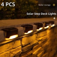 Solar Step Deck Lights, Solar Step Lights Outdoor Waterproof Led Solar Fence Lamp for Patio, Stairs,Garden Pathway- 4 PCS