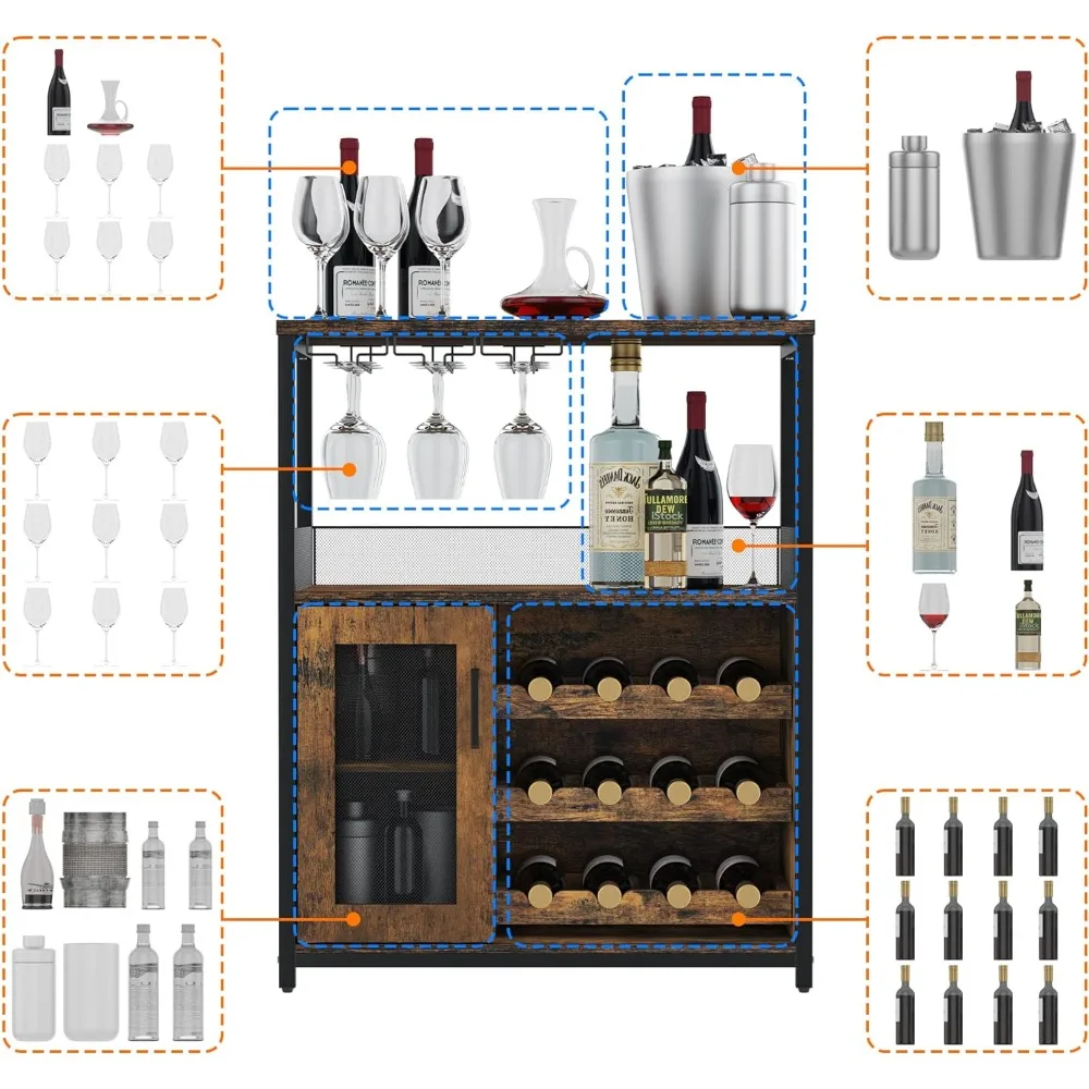 Wine Bar Cabinet With Removable Wine Racks and 1 Drawer Home and Kitchen Rack Barware Dining Garden Freight free