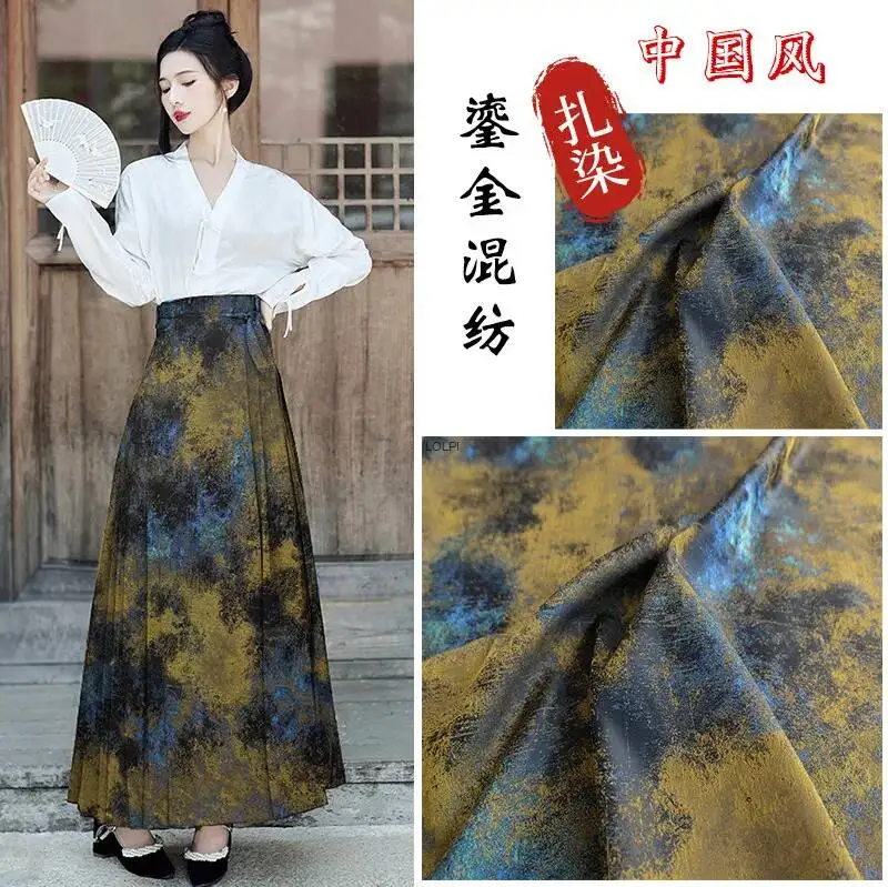 

Tie-Dye Gilded Blended Jacquard Fabric Cloth Horse Face Skirt Hanfu Oversized Coat Designer Fabric
