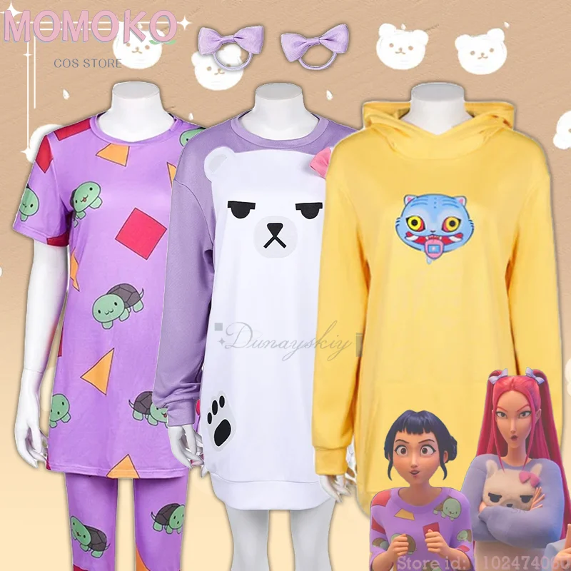 Женский костюм на Хэллоуин KPop Zoey Mira, желтая пижама с капюшоном для косплея, милая пижама с медведем, охотники, ролевая игра, disfraz Adulto, аниме Clo Женский костюм на Хэллоуин KPop Zoey Mira, желтая пижама с капюшоном для косплея, милая пижама с медведем, охотники, ролевая игра, disfraz Adulto, аниме Clo