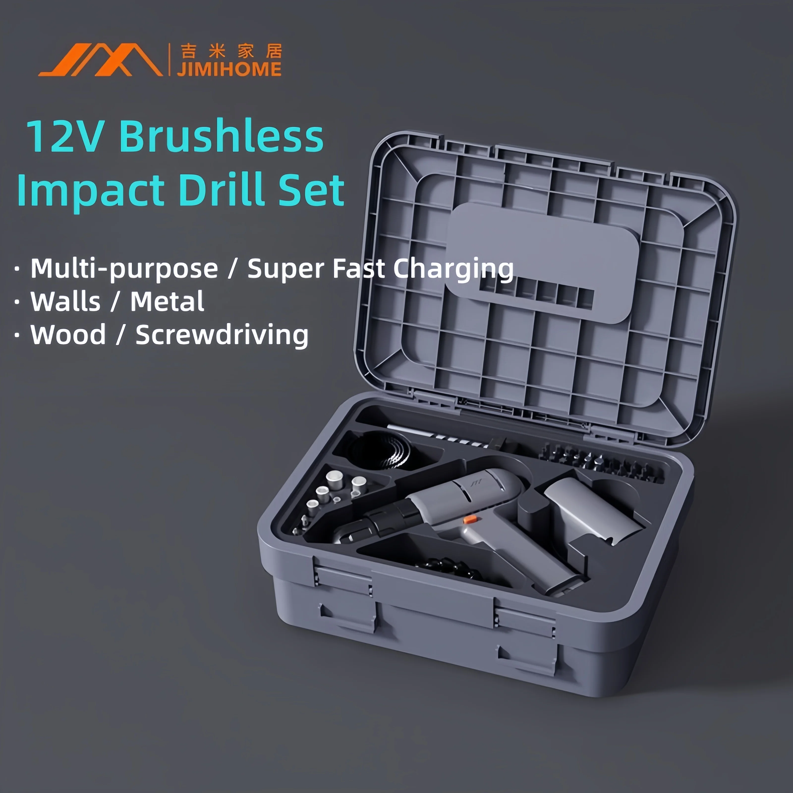 JIMIHOME Cordless Drill & Impact Driver Set with 2000mAH Batteries Multifunctional Electric Screwdriver for Men Home Hand Repair
