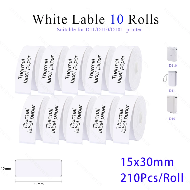 Niimbot  Label Paper D11 D110 D101 Waterproof Anti-Oil Tear-Resistant Price Label Pure Color Scratch-Resistant Label Paper Roll