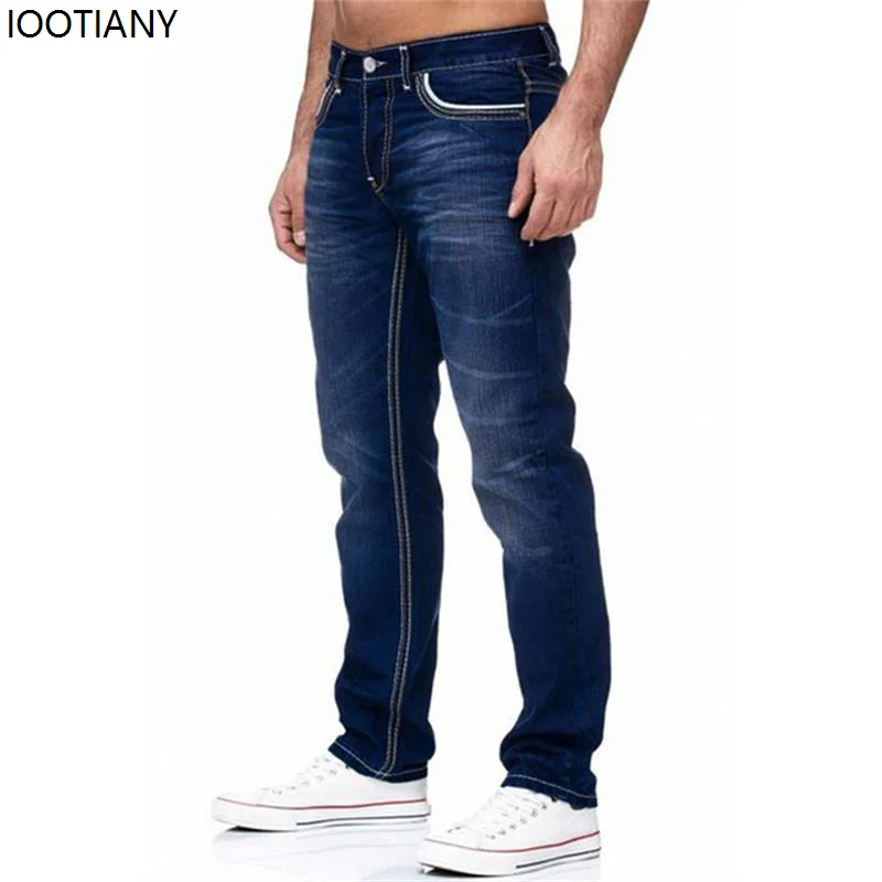 جينز مستقيم للرجال مغسول بدون فتحة جينز للربيع والصيف جينز صديقها ملابس خروج فضفاضة غير رسمية سراويل طويلة من قماش الدنيم #5