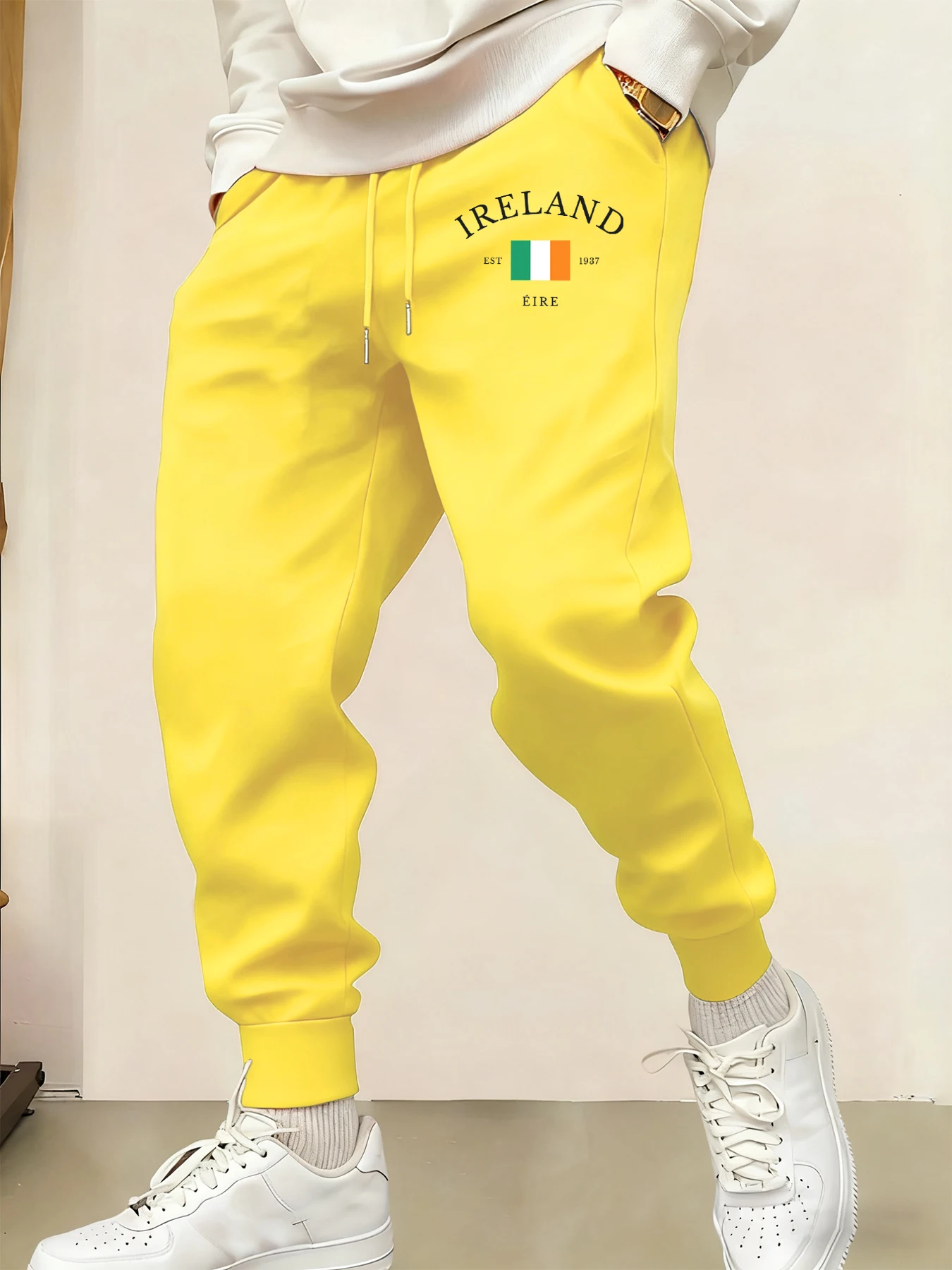 

Ireland Est 1937 Printing Autumn Warm Sweatpants Sport Fashion Men'S Britches Street Soft Long Pant Trendy Jogging Trousers