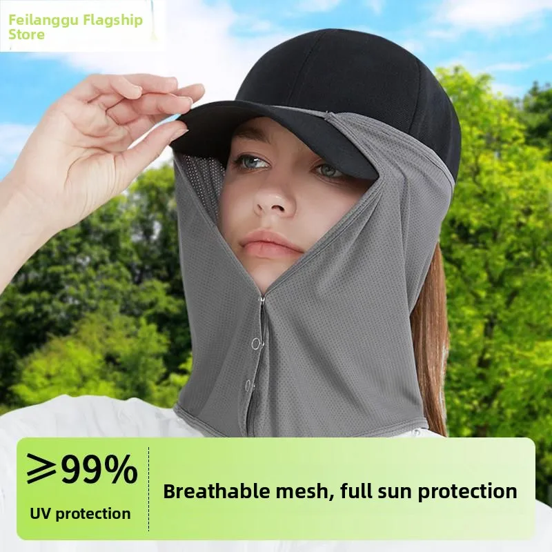 

Unisex Summer Outdoor Hiking Sun Protection Hat Neck Protector Ice Silk Face Mask Integrated Design Men's Women's Style