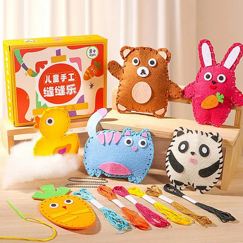 Kid Sewing Craft Kit 6 Easy DIY Projects Of Stuffed Animal Dolls Easy Activities DIY Felt Stuffed Animals For 8 Years Old Kids