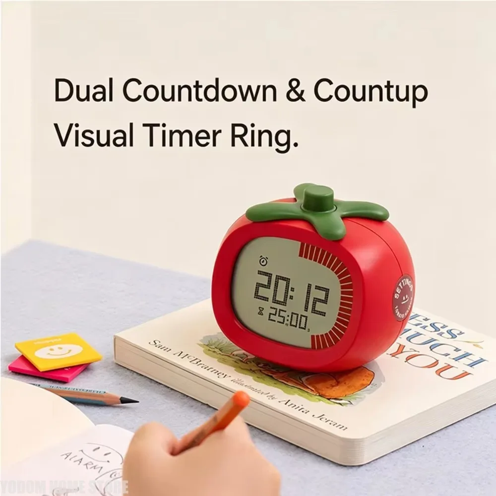 Tomato Alarm Timer Multifunctional Clock Student Desk and Bedside Table Decor Dormitory Wake-Up Aid Silent for Lazy Sleepers New
