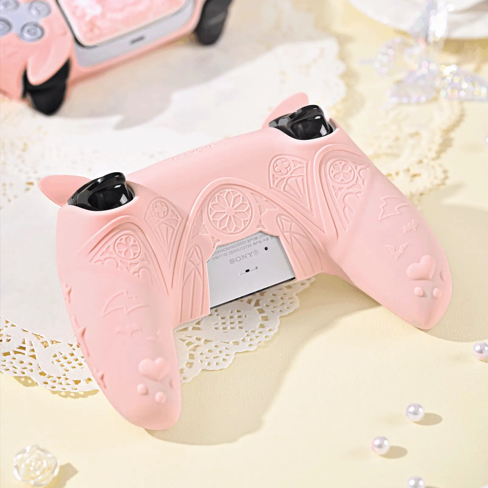 GeekShare Gothic Bunny Silicone Protective Cover Case for Playstation 5 Wireless Controller with 2 Thumb Grip Caps and 1 Sticker