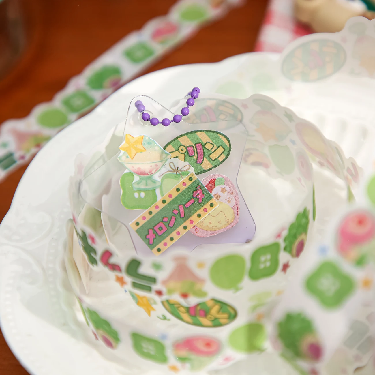 200cm/roll Washi Tapes Korean Cute Smoothie Pudding Dessert Sushi Pattern Irregular Tape Hand Collage Material DIY Decoration