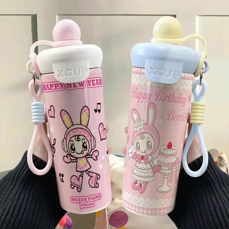 Japanese Cute Cartoon Mp Graffiti Stainless Steel Thermos Cup Large-capacity 600ml Portable Coffee Cup Student Thermoses
