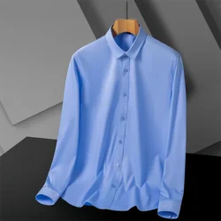 2024 New High Quality Formal White Shirt Non Iron Bamboo Fiber Business Casual Clothing Slim Fit Long Sleeve Social Men's Shirts