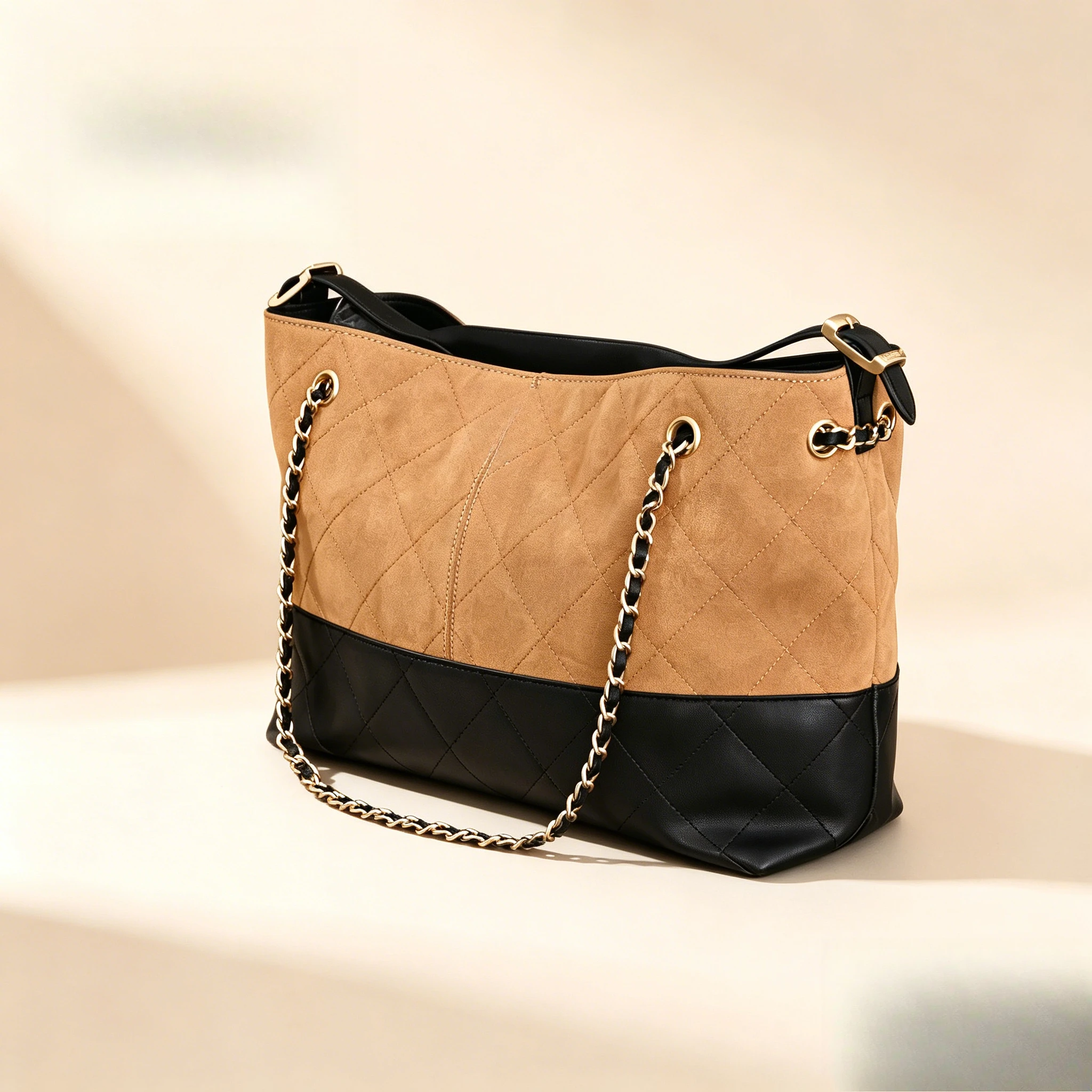

Fashionable Two-tone Quilted Chain Bag, Retro and Versatile Shoulder Bag, Daily Commute Handbag