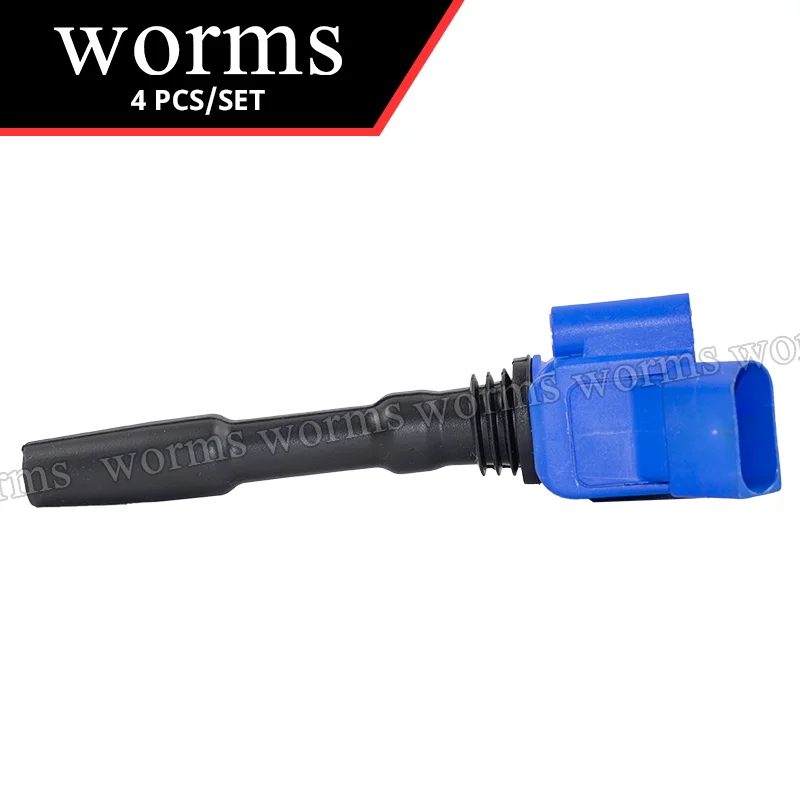 Worms Upgrade Ignition Coil Racing 4Pcs For Audi A3 Q5 VW Golf Passat 2.0T EA888 GEN3 06H905110L bobina encendido vw