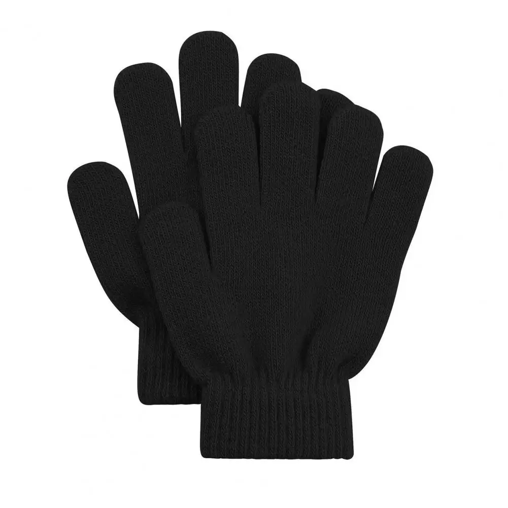 1 Pair Protective Winter Gloves  Full Fingers Fine Stitching Knitted Gloves  Acrylic Thermal Mittens